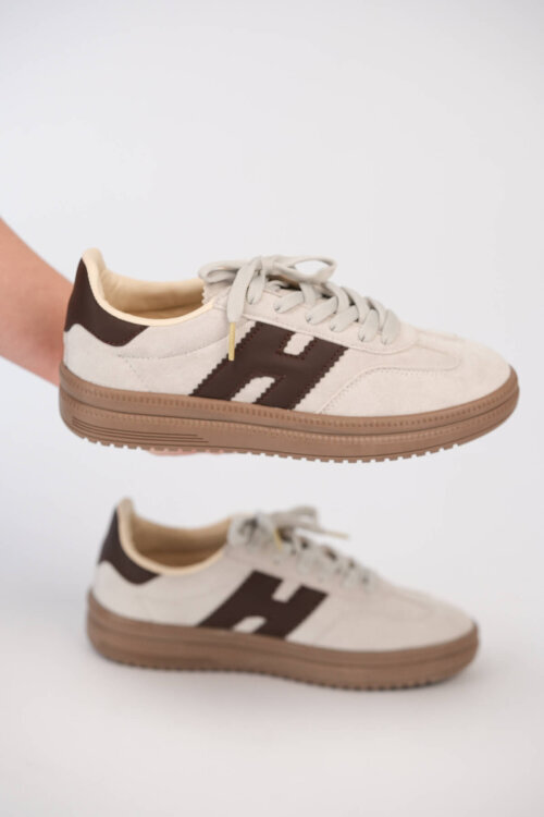 AYK-1028 Krem Süet Dokulu Kontrast Detaylı Modern Sneaker - 2