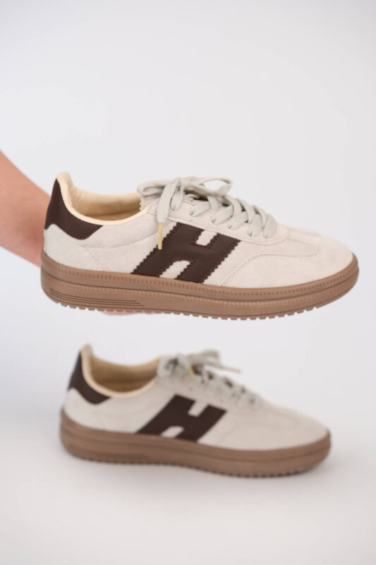 AYK-1028 Krem Süet Dokulu Kontrast Detaylı Modern Sneaker - 2