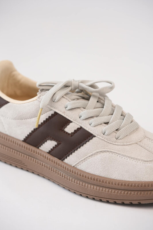 AYK-1028 Krem Süet Dokulu Kontrast Detaylı Modern Sneaker - 3