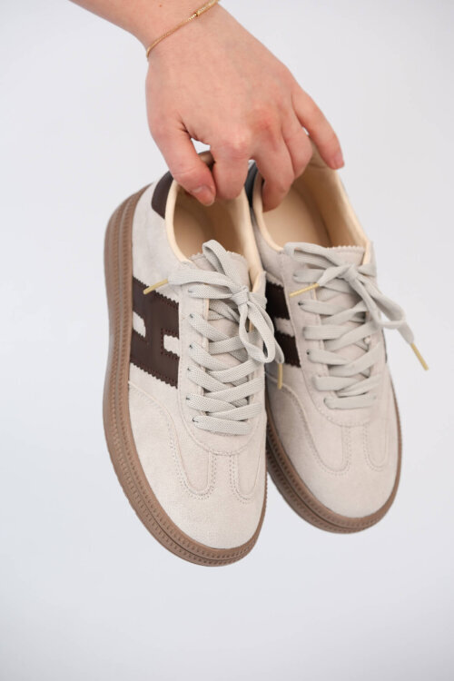 AYK-1028 Krem Süet Dokulu Kontrast Detaylı Modern Sneaker - 4