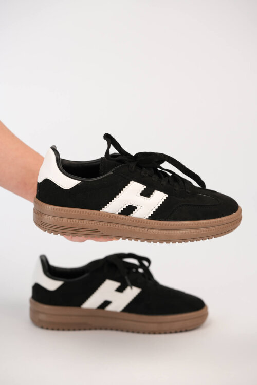 AYK-1028 Siyah Süet Dokulu Kontrast Detaylı Modern Sneaker - 4