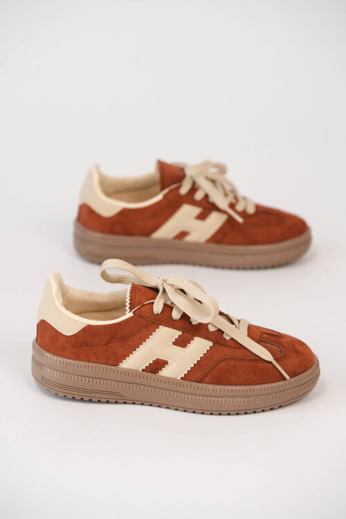 AYK-1028 Taba Süet Dokulu Kontrast Detaylı Modern Sneaker 