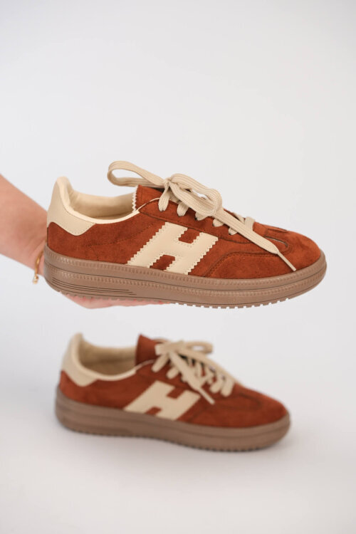 AYK-1028 Taba Süet Dokulu Kontrast Detaylı Modern Sneaker - 4