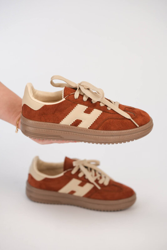 AYK-1028 Taba Süet Dokulu Kontrast Detaylı Modern Sneaker - 4