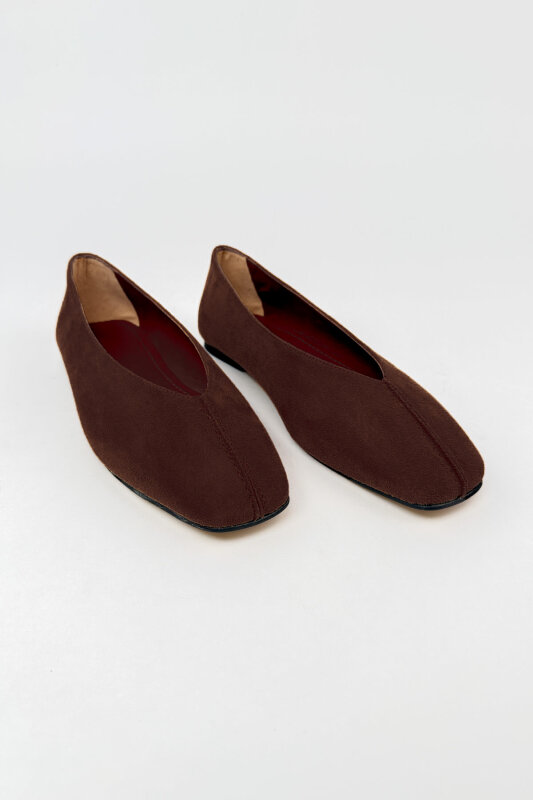 BBT-149 Acı Kahve Süet Dikiş Detaylı Babet - 3