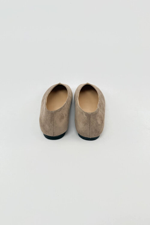 BBT-149 Bej Süet Dikiş Detaylı Babet - 5