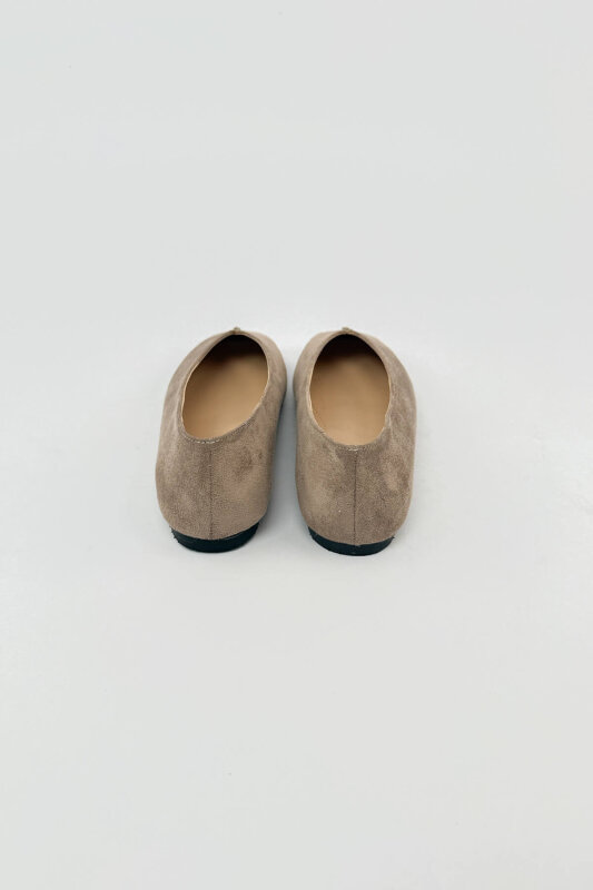 BBT-149 Bej Süet Dikiş Detaylı Babet - 5