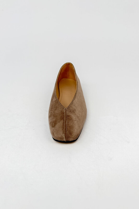 BBT-149 Bej Süet Dikiş Detaylı Babet - 3