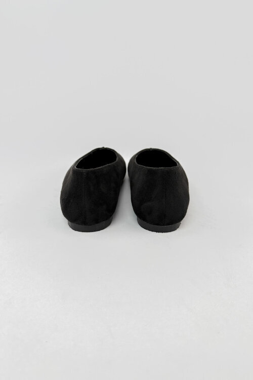 BBT-149 Siyah Süet Dikiş Detaylı Babet - 6