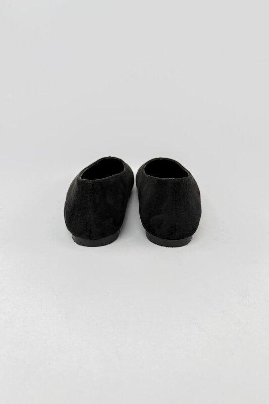 BBT-149 Siyah Süet Dikiş Detaylı Babet - 6