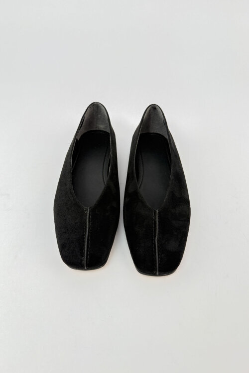 BBT-149 Siyah Süet Dikiş Detaylı Babet - 3