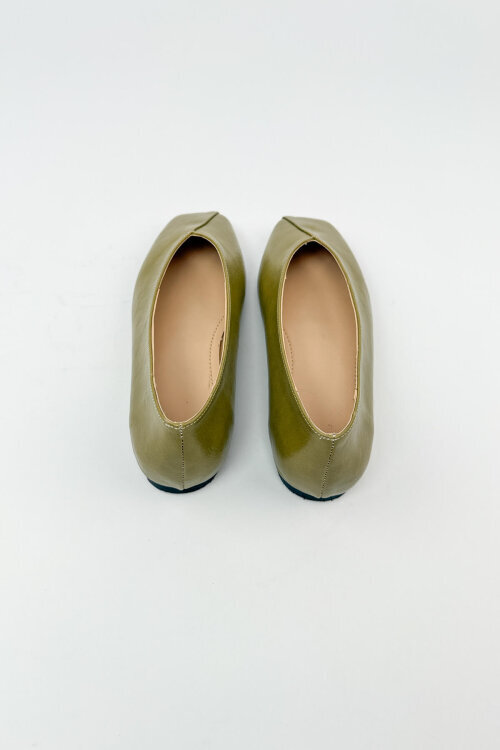 BBT-151 Haki Rugan Dikiş Detaylı Rahat Taban Babet - 5