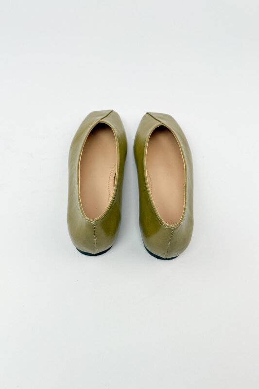 BBT-151 Haki Rugan Dikiş Detaylı Rahat Taban Babet - 5