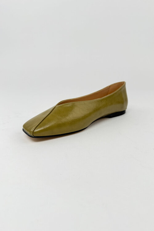 BBT-151 Haki Rugan Dikiş Detaylı Rahat Taban Babet - 7