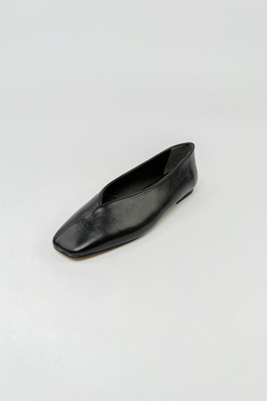 BBT-151 Siyah Rugan Dikiş Detaylı Rahat Taban Babet - 5