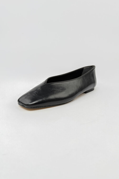 BBT-151 Siyah Rugan Dikiş Detaylı Rahat Taban Babet - 7