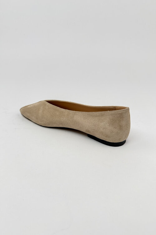 BBT-152 Bej Süet Küt Burun Dikiş Detaylı Babet - 4