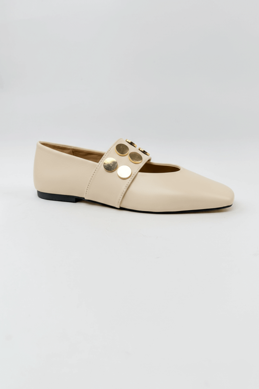 BBT-153 Bej Lastik Detaylı Gold Troklu Babet - 1