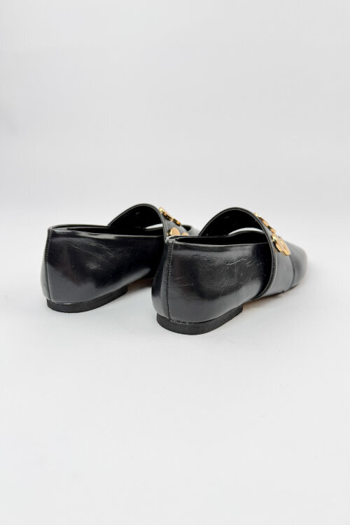 BBT-153 Siyah Lastik Detaylı Gold Troklu Babet - 6