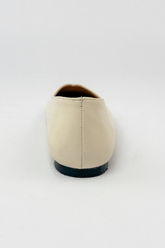 BBT-156 Bej Rugan Düz Dikiş Detaylı Rahat Taban Babet - 3