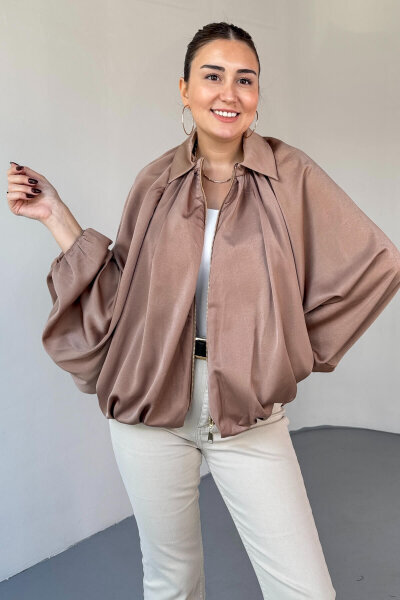 CKT-12455 Vizon Özel Tasarım Saten Bomber Ceket - 2