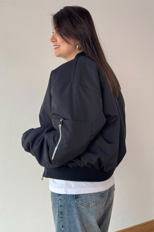 CKT-12470 Siyah Astarlı Urban Bomber Ceket - 2