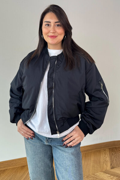 CKT-12470 Siyah Astarlı Urban Bomber Ceket - 3