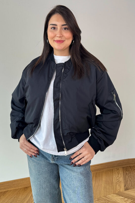 CKT-12470 Siyah Astarlı Urban Bomber Ceket - 3