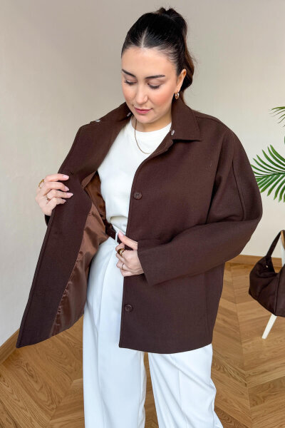 CKT-12478 Acı Kahve Çıkarılabilir Kürklü Premium Kaşe Kaban (1)