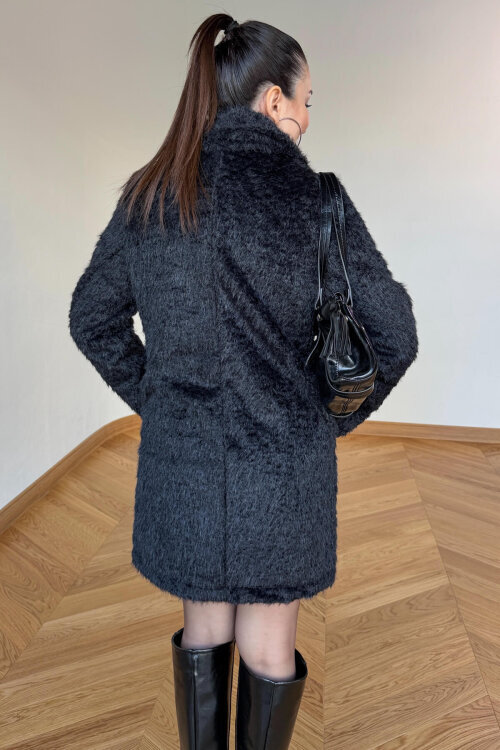 CKT-4061 Siyah Yün Dokulu Blazer Yaka Ceket - 5