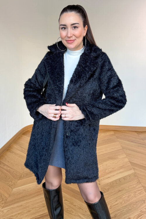 CKT-4061 Siyah Yün Dokulu Blazer Yaka Ceket - 6