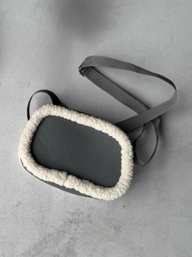 ÇNT-3005 Füme Kürklü Detaylı Kare Omuz ve Kol Çantası