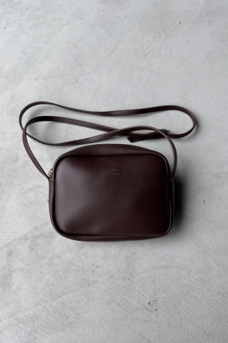 ÇNT-3013 Acı Kahve Mini Kare Suni Deri Uzun Askılı Omuz Çantası 