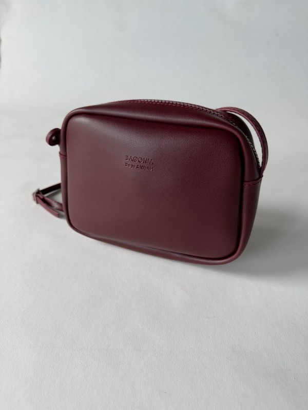 ÇNT-3013 Bordo Mini Kare Suni Deri Uzun Askılı Omuz Çantası - 1