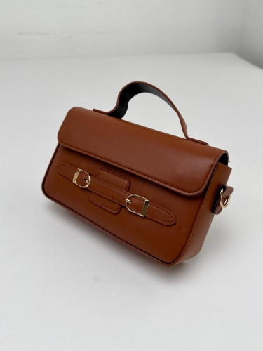 ÇNT-3015 Taba Çift Toka Detaylı Crossbody Omuz Çantası - Cappmoda