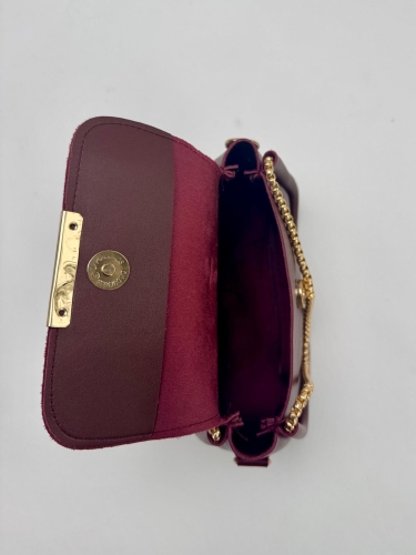 ÇNT-3016 Bordo Zincir Askılı Suni Deri Crossbody Omuz Çantası - 4