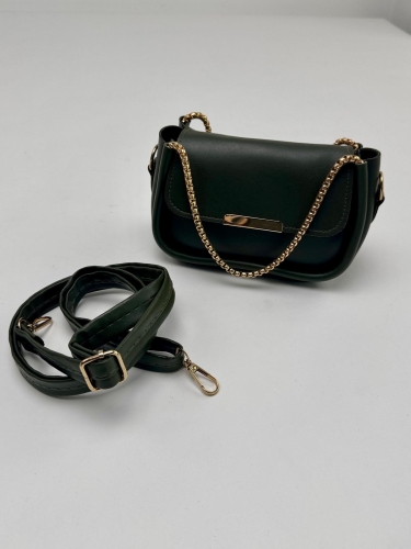 ÇNT-3016 Haki Zincir Askılı Suni Deri Crossbody Omuz Çantası - 4