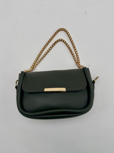 ÇNT-3016 Haki Zincir Askılı Suni Deri Crossbody Omuz Çantası - 5