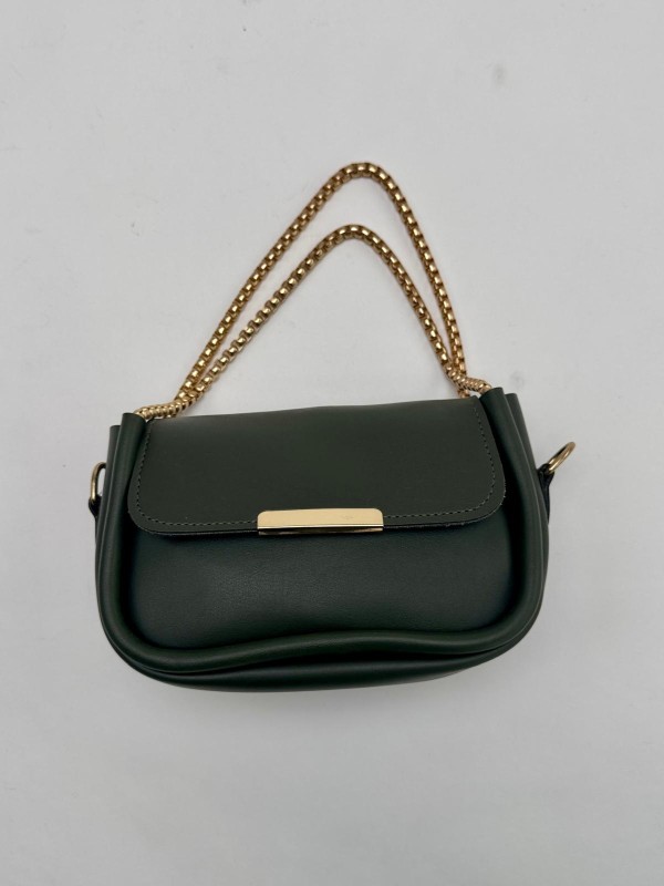 ÇNT-3016 Haki Zincir Askılı Suni Deri Crossbody Omuz Çantası - 5