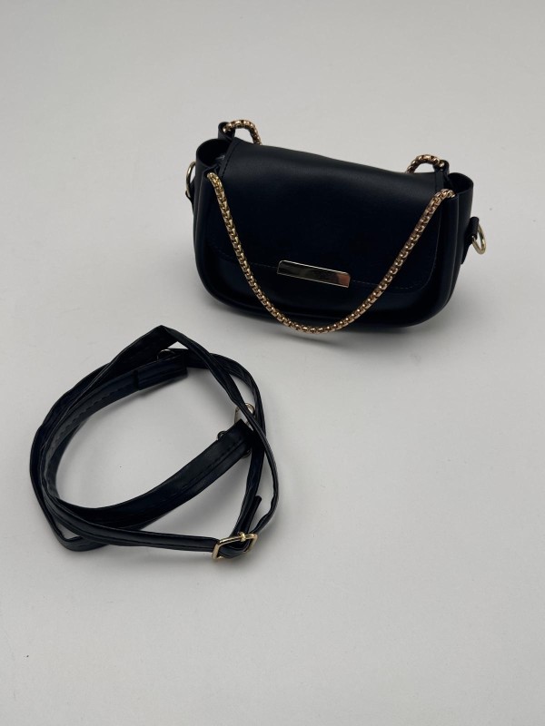 ÇNT-3016 Siyah Zincir Askılı Suni Deri Crossbody Omuz Çantası - 3