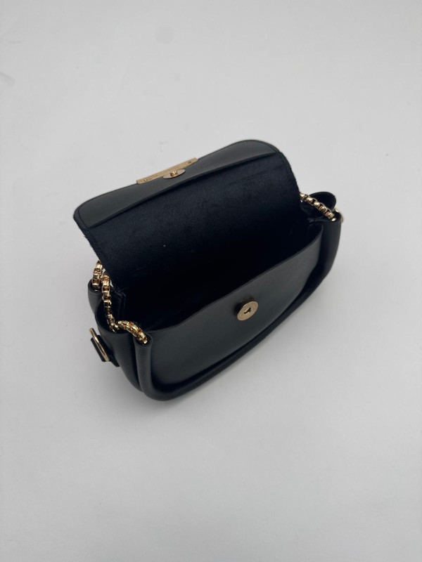 ÇNT-3016 Siyah Zincir Askılı Suni Deri Crossbody Omuz Çantası - 4