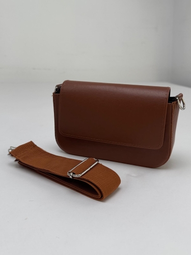 ÇNT-3019 Taba Kapalı Kalın Askı Suni Deri Crossbody Omuz Çantası - 2