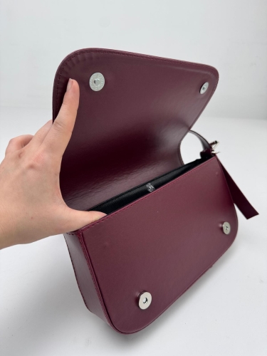 ÇNT-3022 Bordo Askılı Baget Suni Deri Omuz Çantası - 2