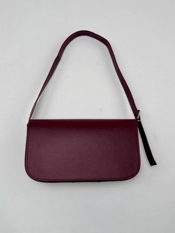 ÇNT-3022 Bordo Askılı Baget Suni Deri Omuz Çantası - 3