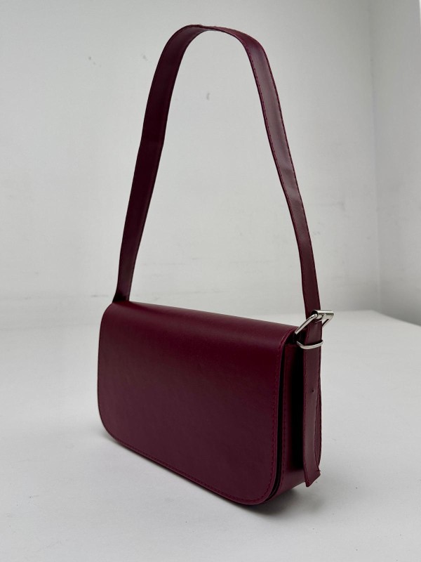 ÇNT-3022 Bordo Askılı Baget Suni Deri Omuz Çantası - 4