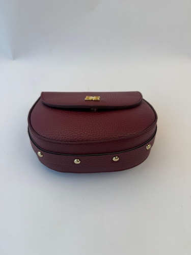 ÇNT-3032 Bordo Gold Zımba Detaylı Kapaklı Omuz Çantası - 3