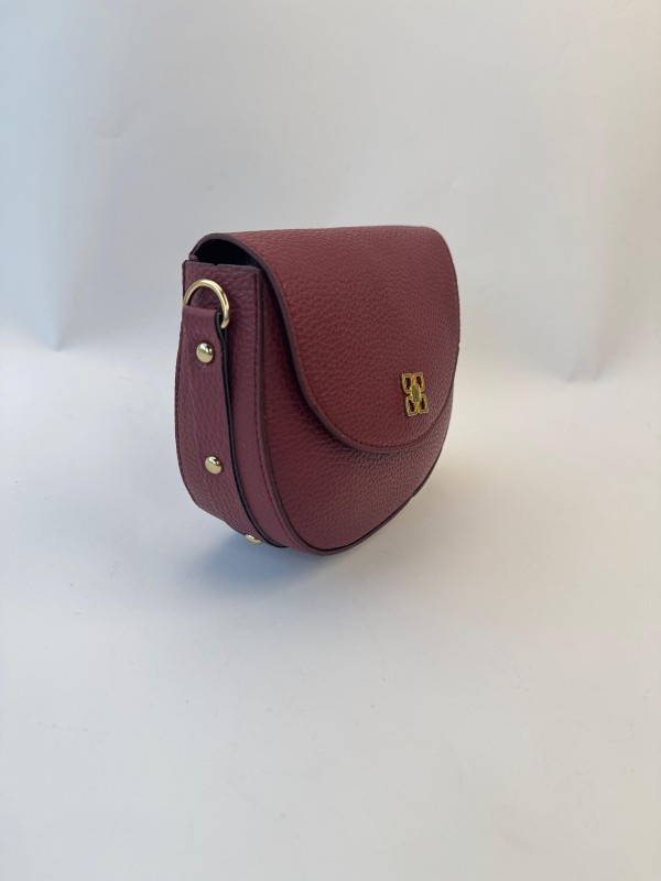 ÇNT-3032 Bordo Gold Zımba Detaylı Kapaklı Omuz Çantası - 2