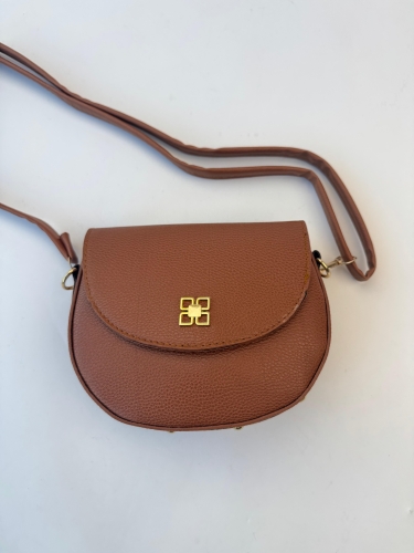 ÇNT-3032 Taba Gold Zımba Detaylı Kapaklı Omuz Çantası - 1