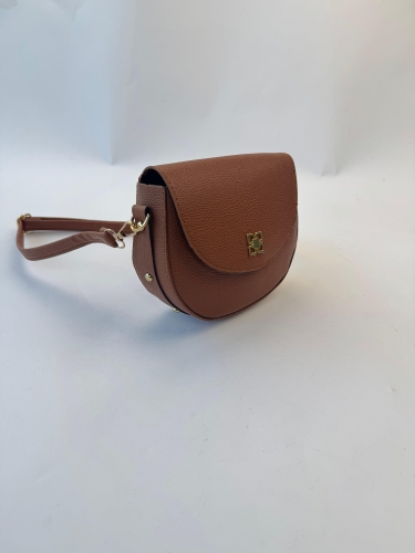 ÇNT-3032 Taba Gold Zımba Detaylı Kapaklı Omuz Çantası - 3