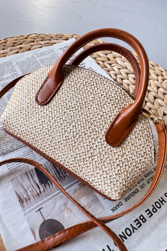 ÇNT-3035 Taba Hasır Dokulu Mini Top Handle Çanta - 3